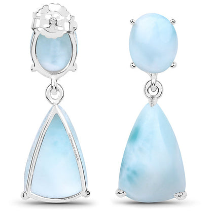 11.54 Carat Genuine Larimar .925 Sterling Silver Earrings