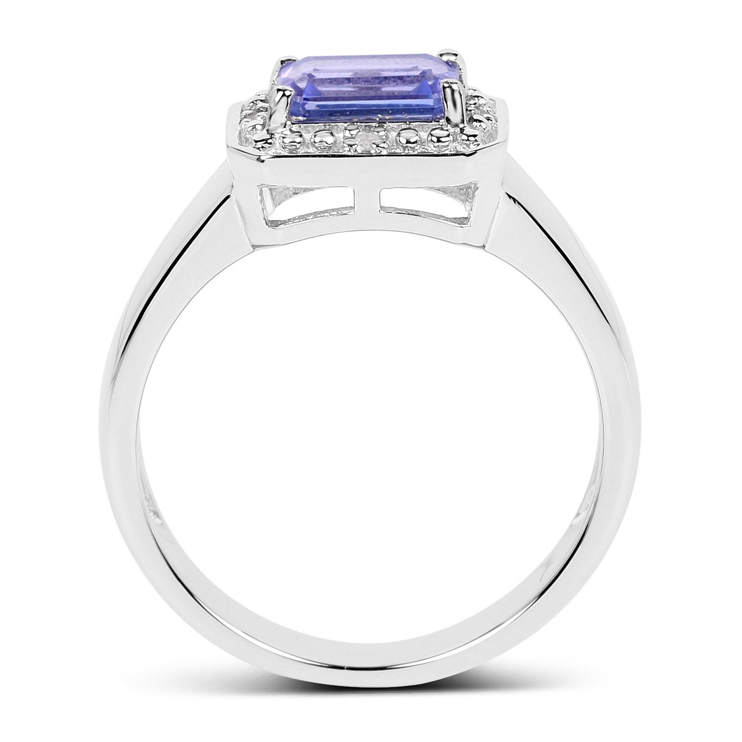 1.12 Carat Genuine Tanzanite and White Topaz .925 Sterling Silver Ring