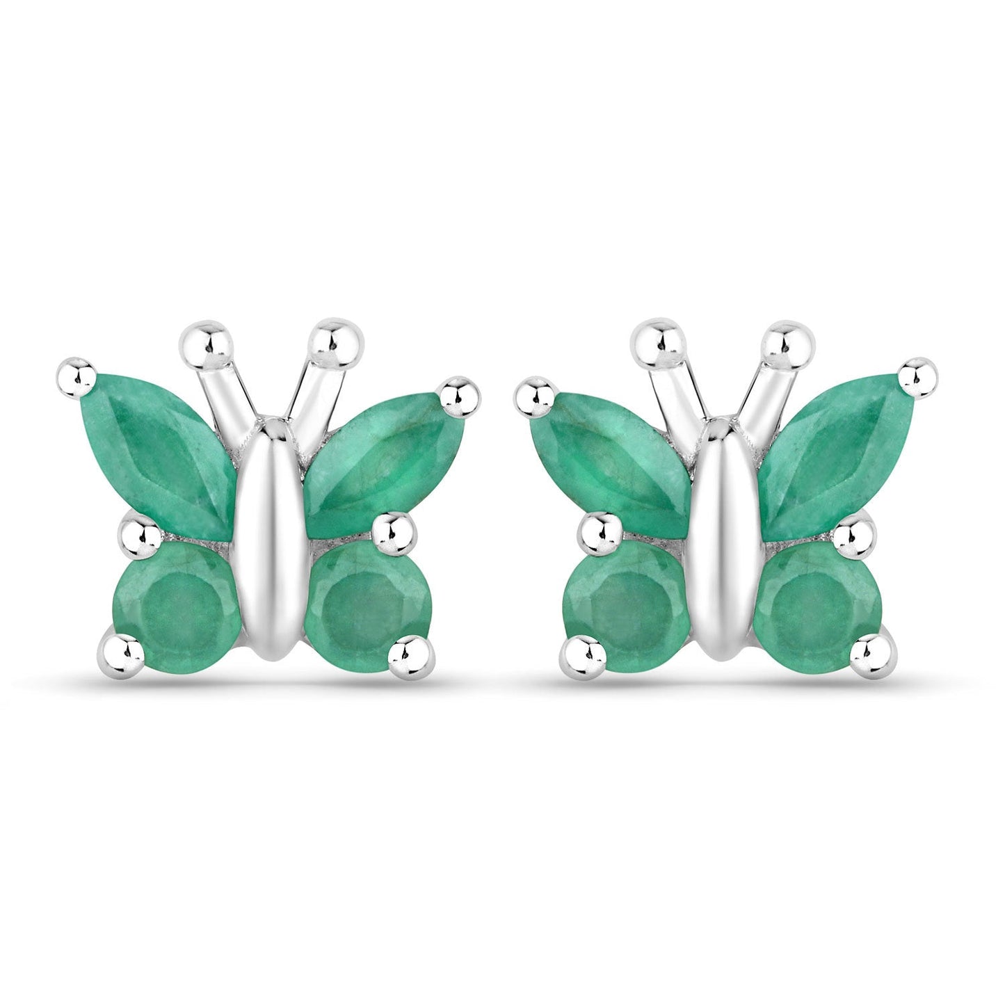 0.88 Carat Genuine Emerald .925 Sterling Silver Earrings