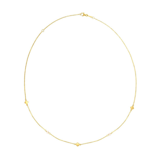 Collier trèfle en or jaune 14 carats et perles