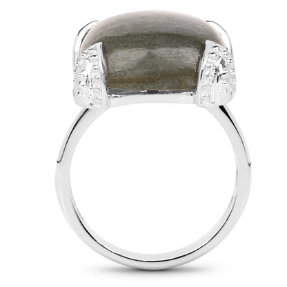 16.95 Carat Genuine Labradorite .925 Sterling Silver Ring