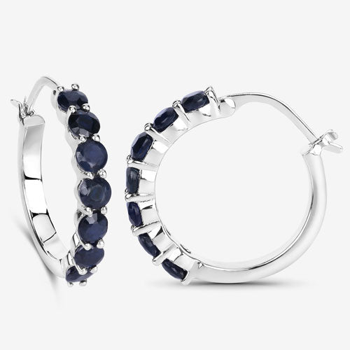 2.66 Carat Genuine Blue Sapphire .925 Sterling Silver Earrings
