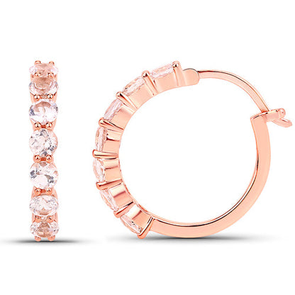 18K Rose Gold Plated 1.68 Carat Genuine Morganite .925 Sterling Silver Earrings
