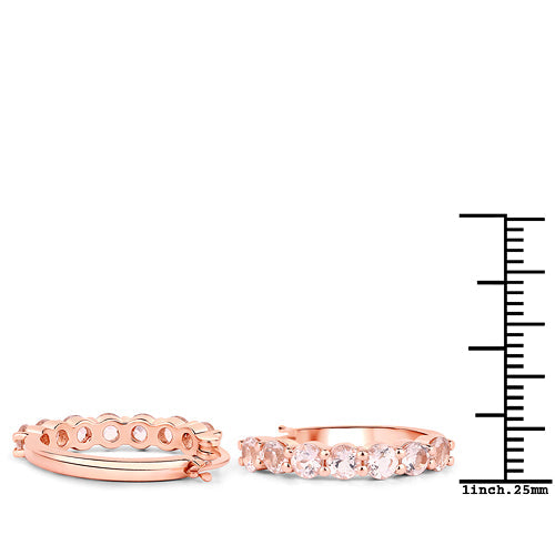 18K Rose Gold Plated 1.68 Carat Genuine Morganite .925 Sterling Silver Earrings