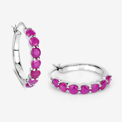 2.80 Carat Genuine Ruby .925 Sterling Silver Earrings