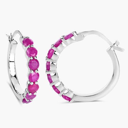 2.80 Carat Genuine Ruby .925 Sterling Silver Earrings