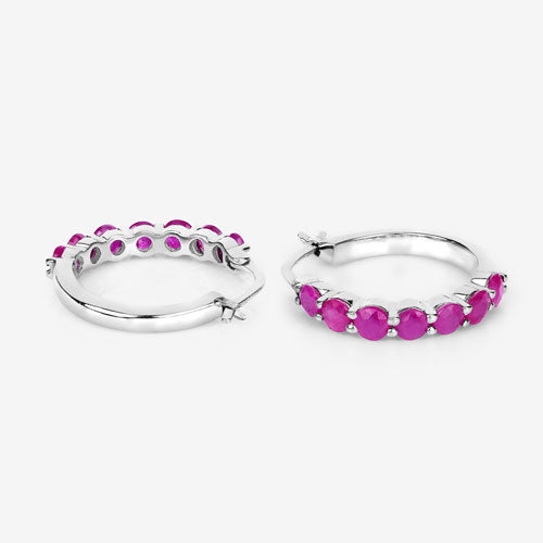 2.80 Carat Genuine Ruby .925 Sterling Silver Earrings