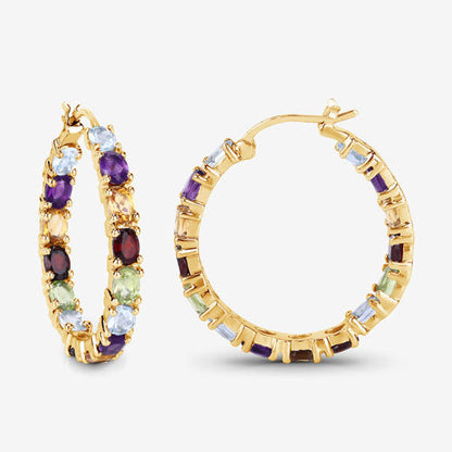 5.44 Carat Genuine Multi Stones .925 Sterling Silver Earrings