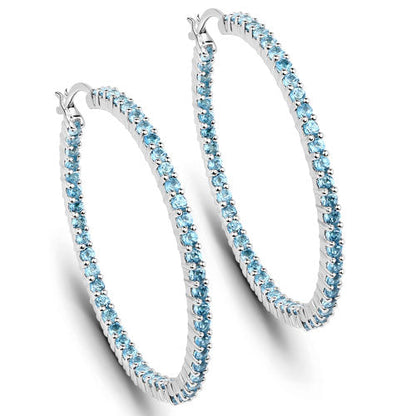 3.60 Carat Genuine Swiss Blue Topaz .925 Sterling Silver Earrings