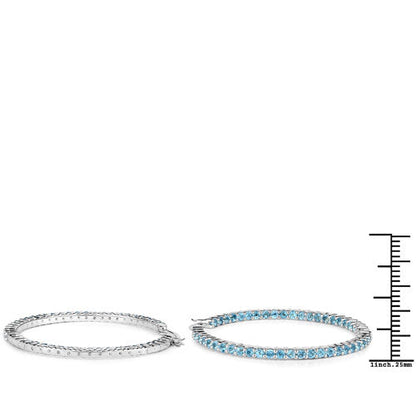 3.60 Carat Genuine Swiss Blue Topaz .925 Sterling Silver Earrings