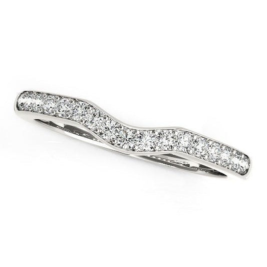 Bague de mariage en or blanc 14 carats de style incurvé (1/4 ct)