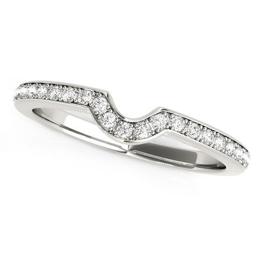 Alliance de mariage moderne en or blanc 14 carats sertie de diamants courbés (0,125 carat au total)
