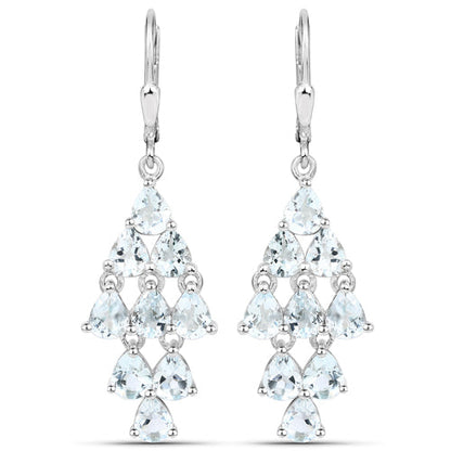 3.96 Carat Genuine Aquamarine .925 Sterling Silver Earrings