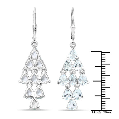 3.96 Carat Genuine Aquamarine .925 Sterling Silver Earrings