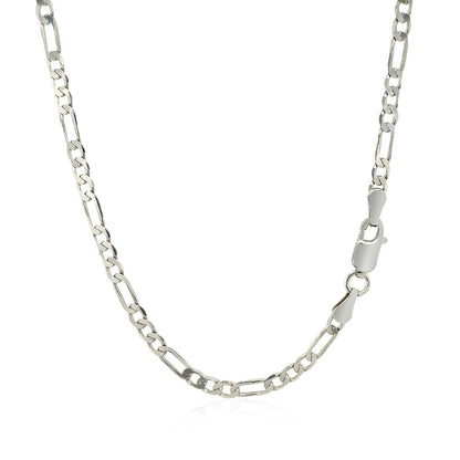 3.0mm 14k White Gold Solid Figaro Chain