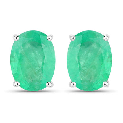 2.40 Carat Genuine Zambian Emerald 10K White Gold Earrings