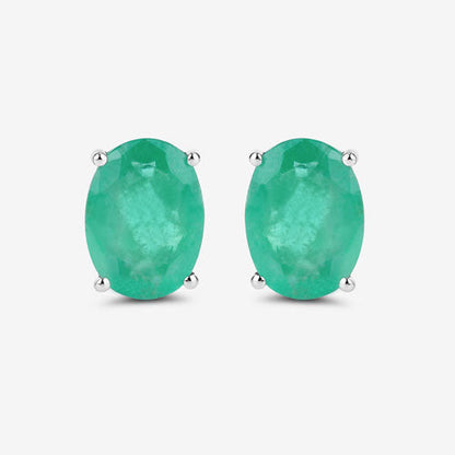 2.40 Carat Genuine Zambian Emerald 10K White Gold Earrings
