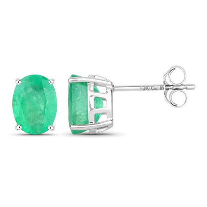 2.40 Carat Genuine Zambian Emerald 10K White Gold Earrings