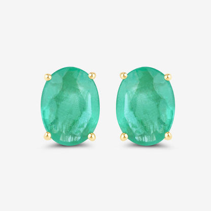 2.40 Carat Genuine Zambian Emerald 10K Yellow Gold Earrings