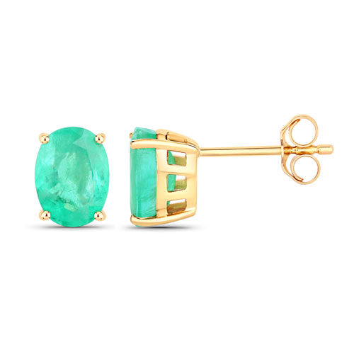 2.40 Carat Genuine Zambian Emerald 10K Yellow Gold Earrings