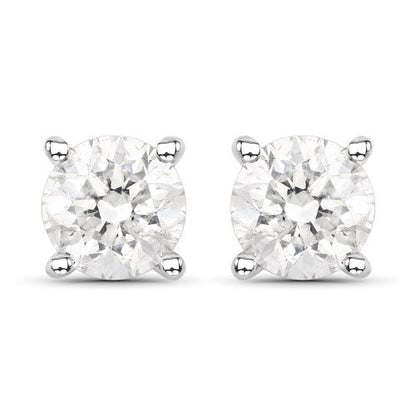 0.80 Carat Genuine White Diamond 14K White Gold Earrings