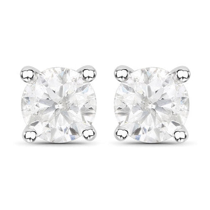 1.02 Carat Genuine White Diamond 14K White Gold Earrings