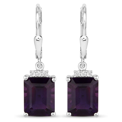 6.63 Carat Genuine Amethyst .925 Sterling Silver Earrings