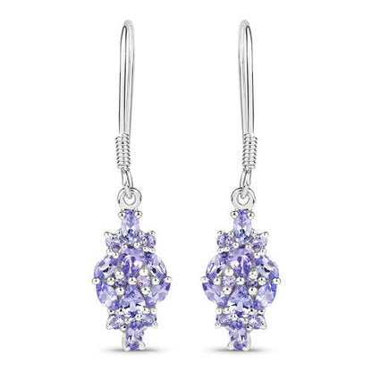 2.04 Carat Genuine Tanzanite .925 Sterling Silver Earrings