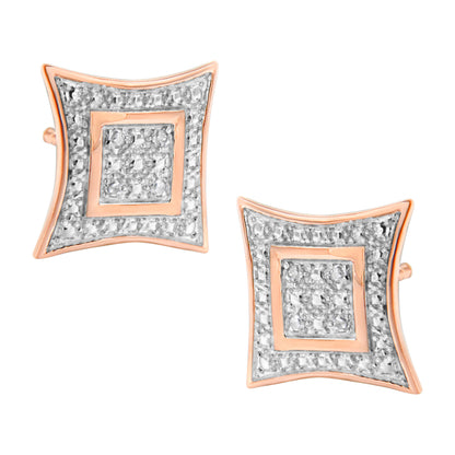 .925 Sterling Silver Diamond Accented 4-Stone Four Pointed Star Shaped Halo-Style Stud Earrings (H-I Color, I2-I3 Clarity)