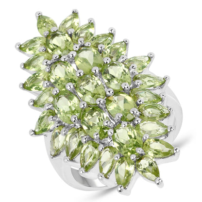 8.89 Carat Genuine Peridot .925 Sterling Silver Ring