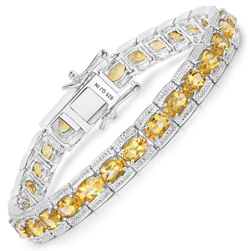 Bracelet en argent sterling .925 orné d'une citrine véritable de 12,47 carats