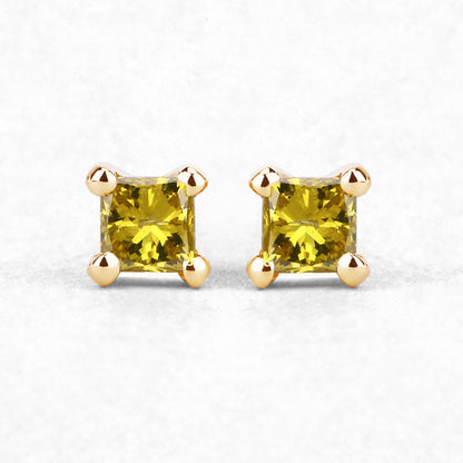 0.25 Carat Genuine Yellow Diamond 14K Yellow Gold Earrings (SI1-SI2)