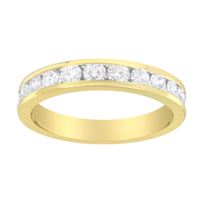 IGI Certified 18K Yellow Gold 1.0 Cttw Channel Set Round-Cut Diamond 11 Stone Anniversary/Wedding Band Ring (I-J Color, I1-I2 Clarity) - Size 9.5