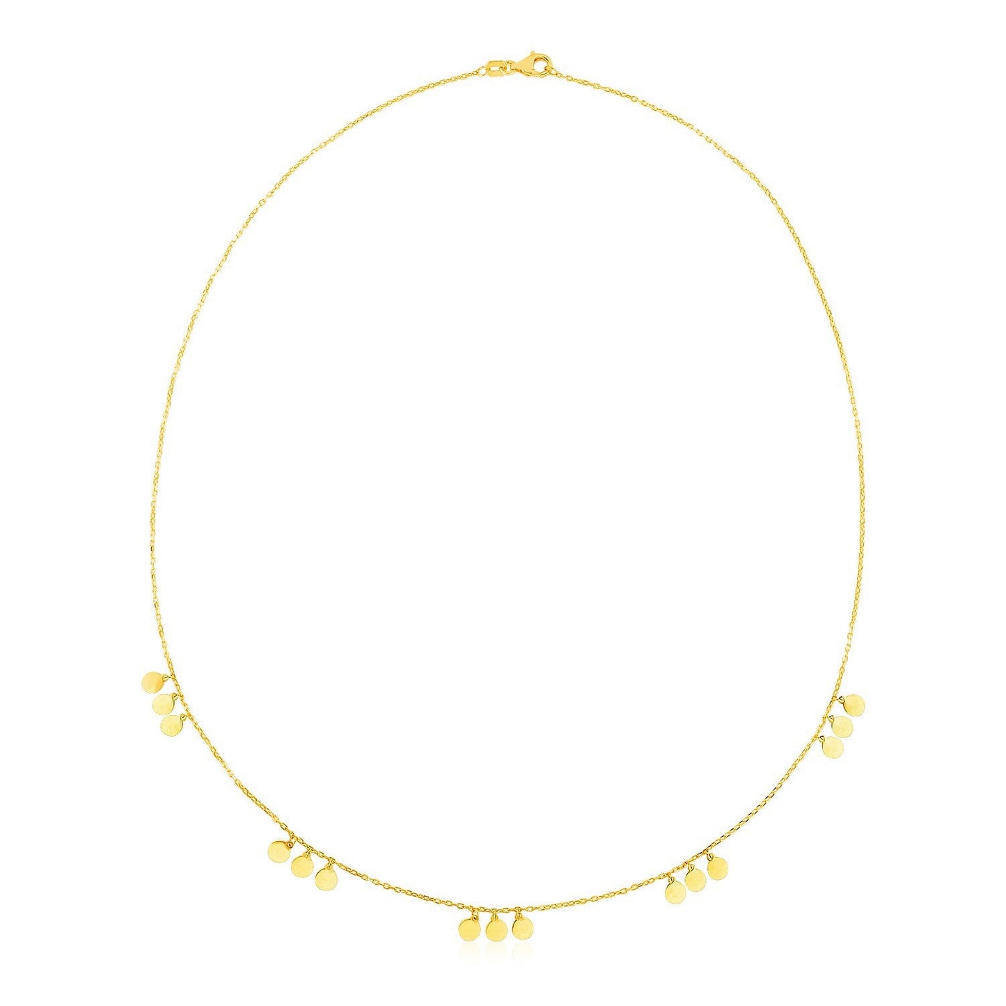 14k Yellow Gold Necklace with Circle Dangle Stations