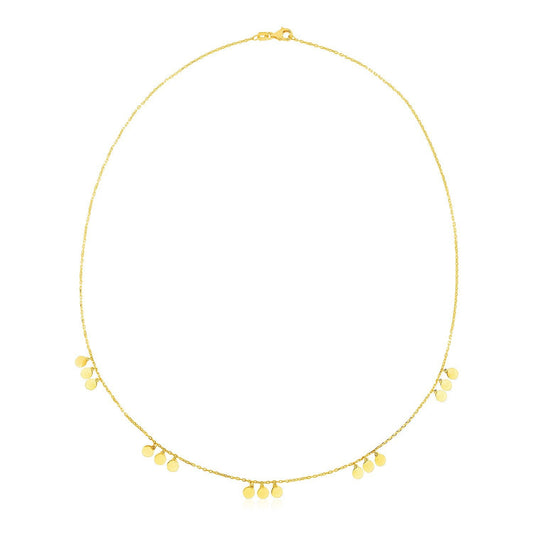 Collier en or jaune 14 carats avec maillons ronds suspendus