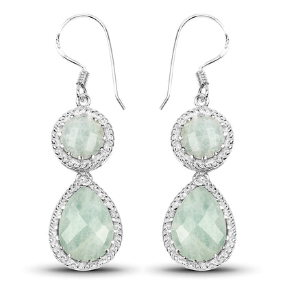 11.82 Carat Genuine Aquamarine .925 Sterling Silver Earrings