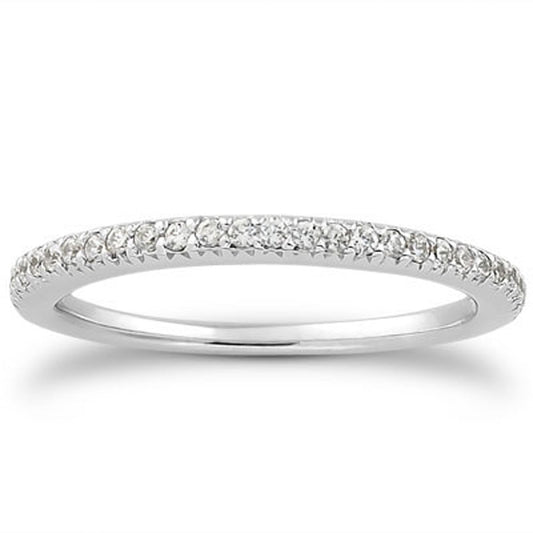 Anneau de mariage en or blanc 14 carats, gravé de fantaisie et pavé de diamants