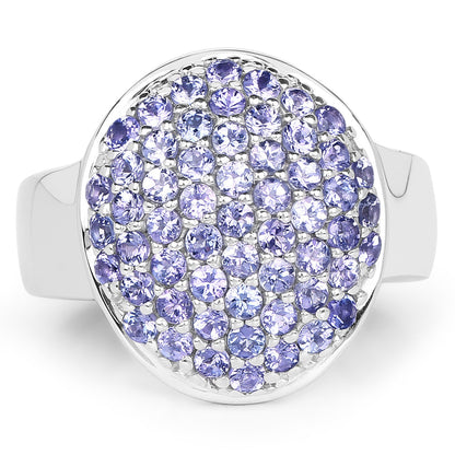 2.00 Carat Genuine Tanzanite .925 Sterling Silver Ring