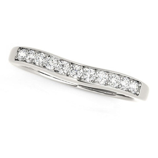 Alliance incurvée en or blanc 14 carats avec diamants (1/4 carat poids total)
