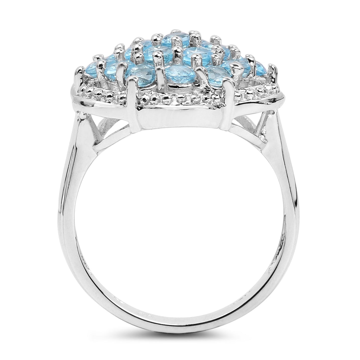 1.90 Carat Genuine Swiss Blue Topaz .925 Sterling Silver Ring