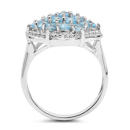 1.90 Carat Genuine Swiss Blue Topaz .925 Sterling Silver Ring