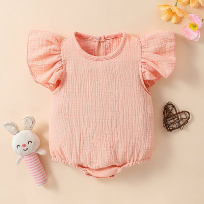 Multi-color Flutter-Sleeve Baby Romper For Infants And Toddlers