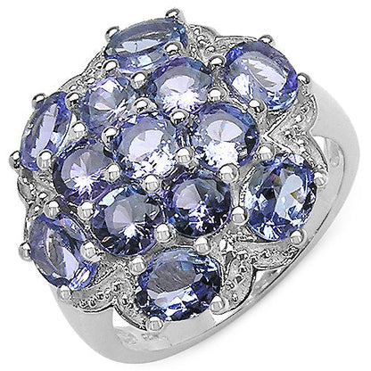 3.59 Carat Genuine Tanzanite .925 Sterling Silver Ring