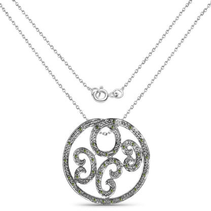0.22 Carat Genuine Green Diamond .925 Sterling Silver Pendant