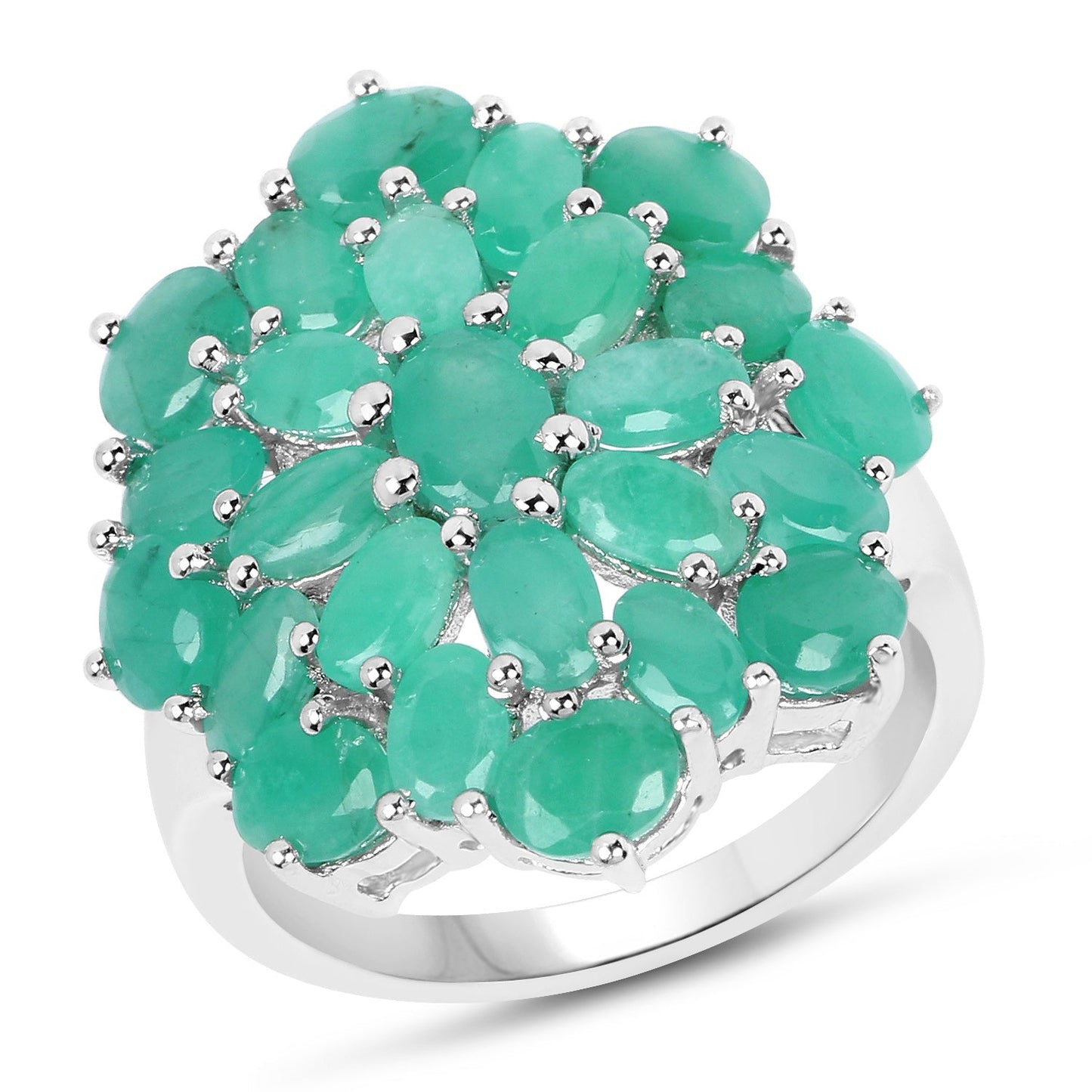 5.88 Carat Genuine Emerald .925 Sterling Silver Ring
