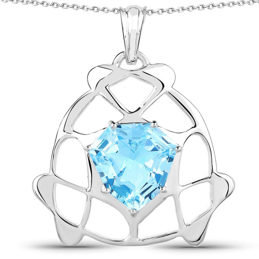 Pendentif en argent sterling 925 et topaze bleue suisse véritable de 11,50 carats