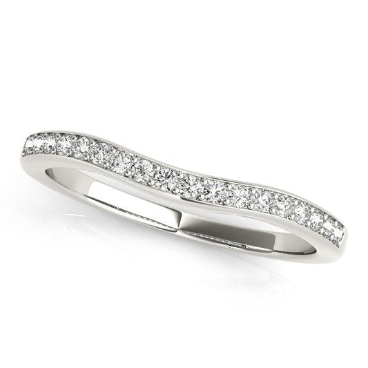 Bague de mariage en or blanc 14 carats avec diamants incurvés (total 1/4 carat)
