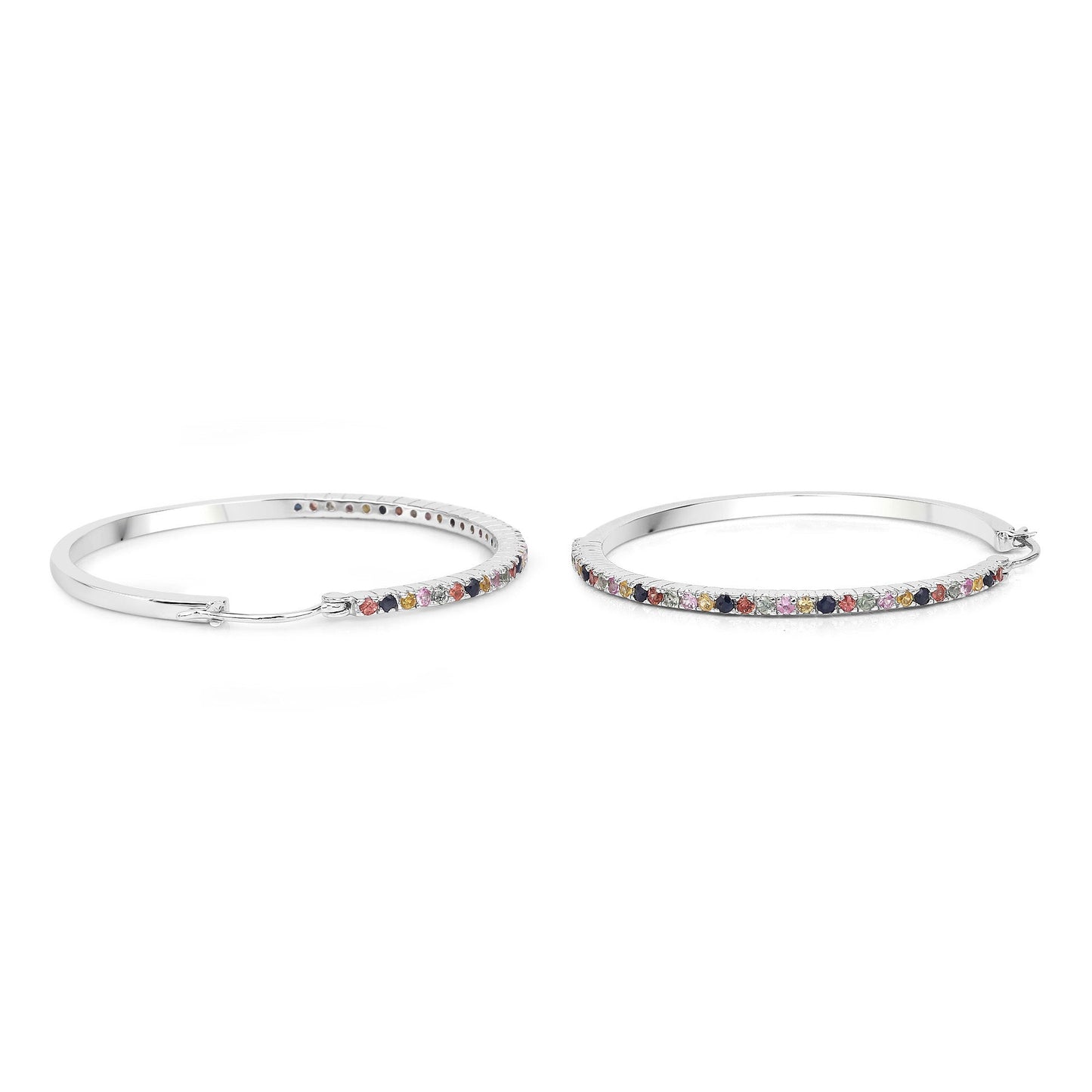 2.24 Carat Genuine Multi Sapphire .925 Sterling Silver Earrings