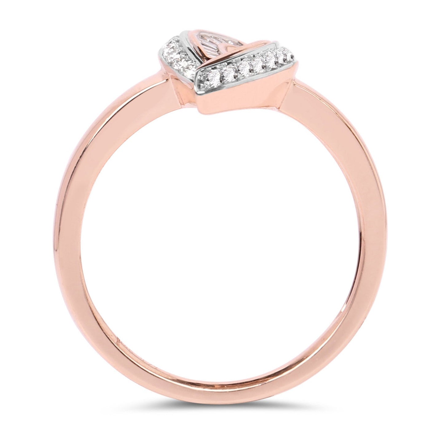 0.29 Carat Genuine White Diamond 14K Rose Gold Ring (E-F Color, SI1-SI2 Clarity)