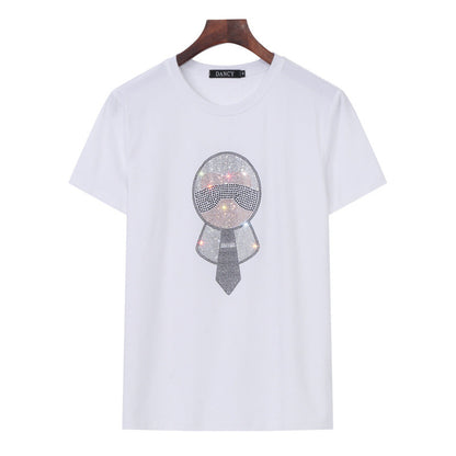 Plus Size Women's Rhinestone Character T-Shirt Fashion